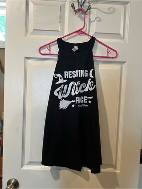 Black Graphic Tank Top - "Resting Witch Face"